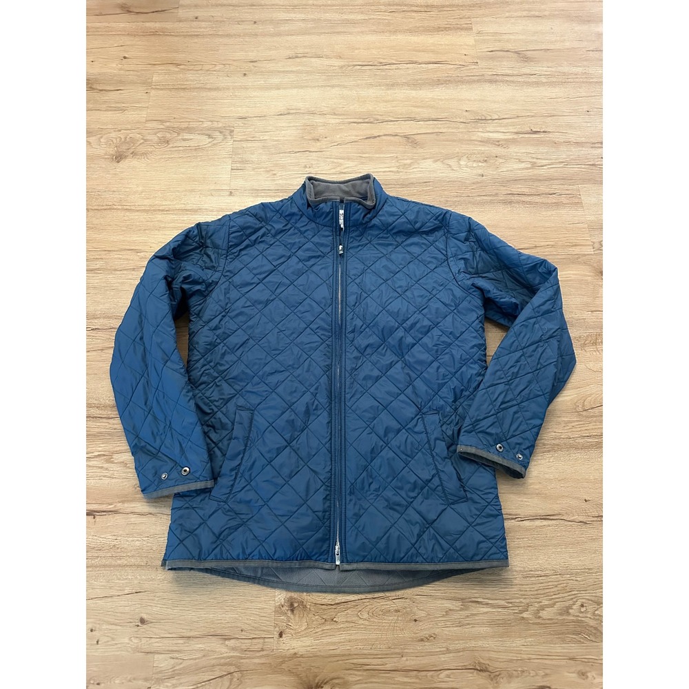 Peter Millar Men's L Navy Blue Diamond Quilted Fleece Lined Full Zip Jacket